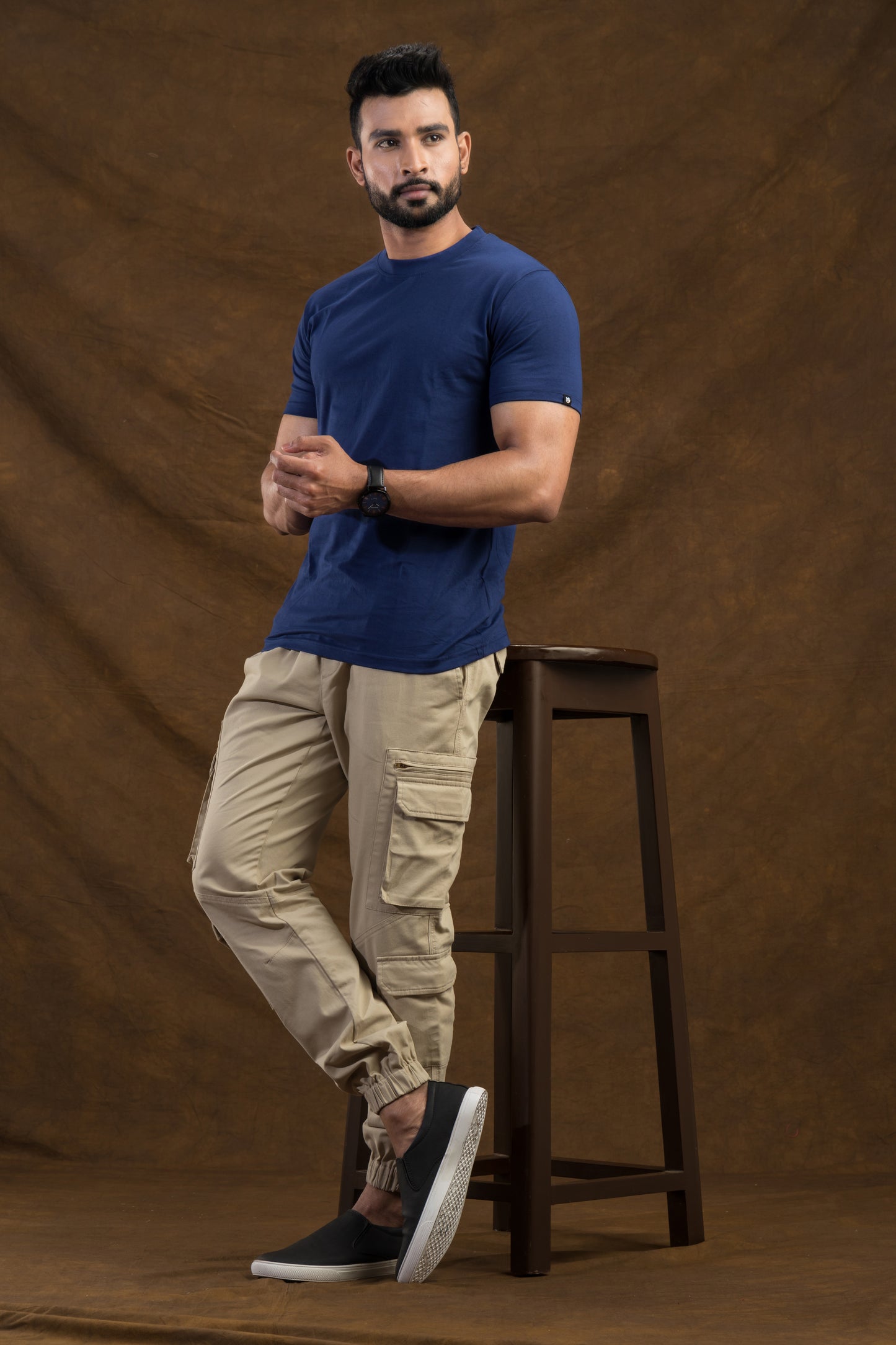 Beige Cargo Jogger Trouser
