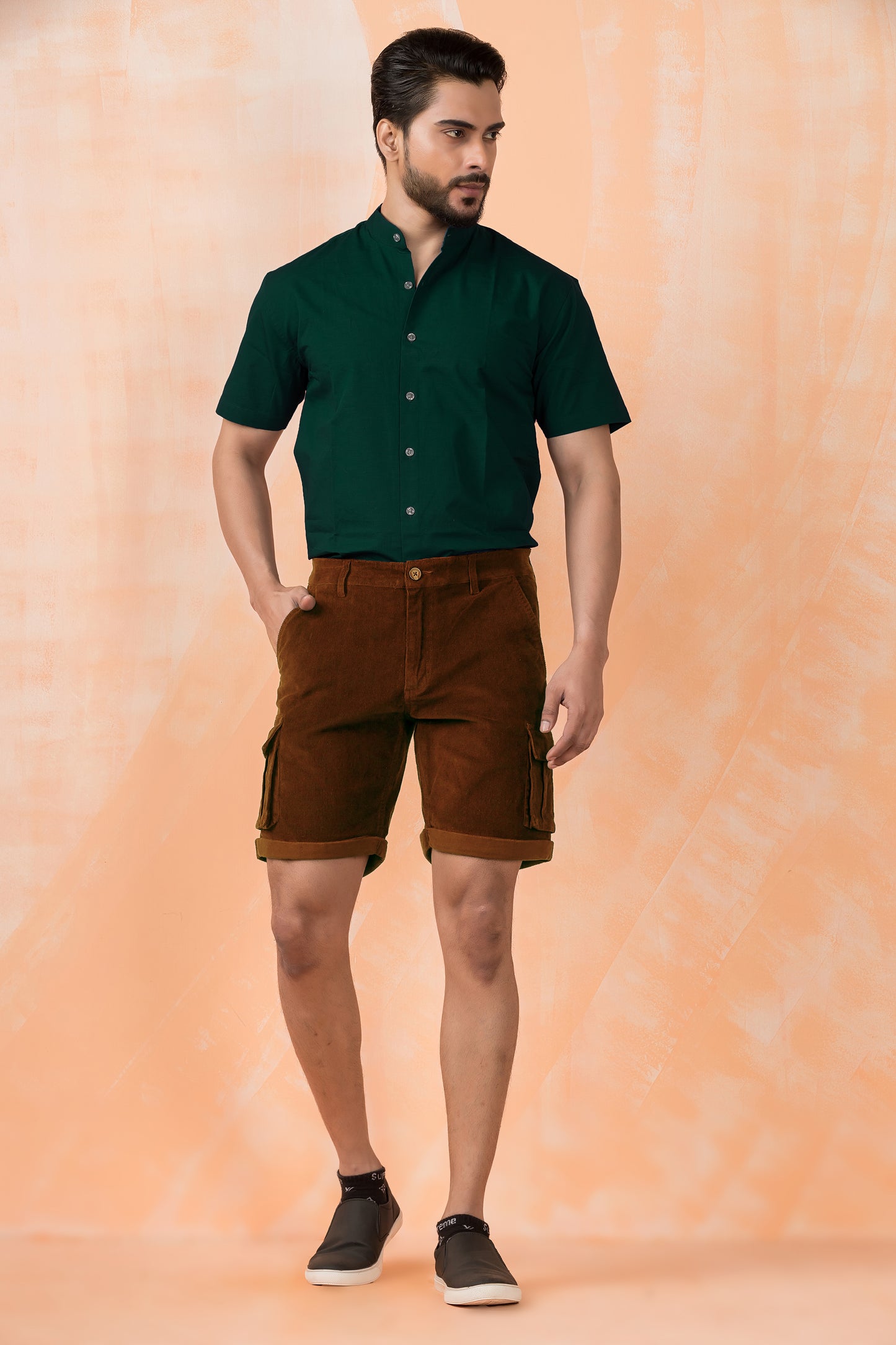 Rust Corduroy Shorts