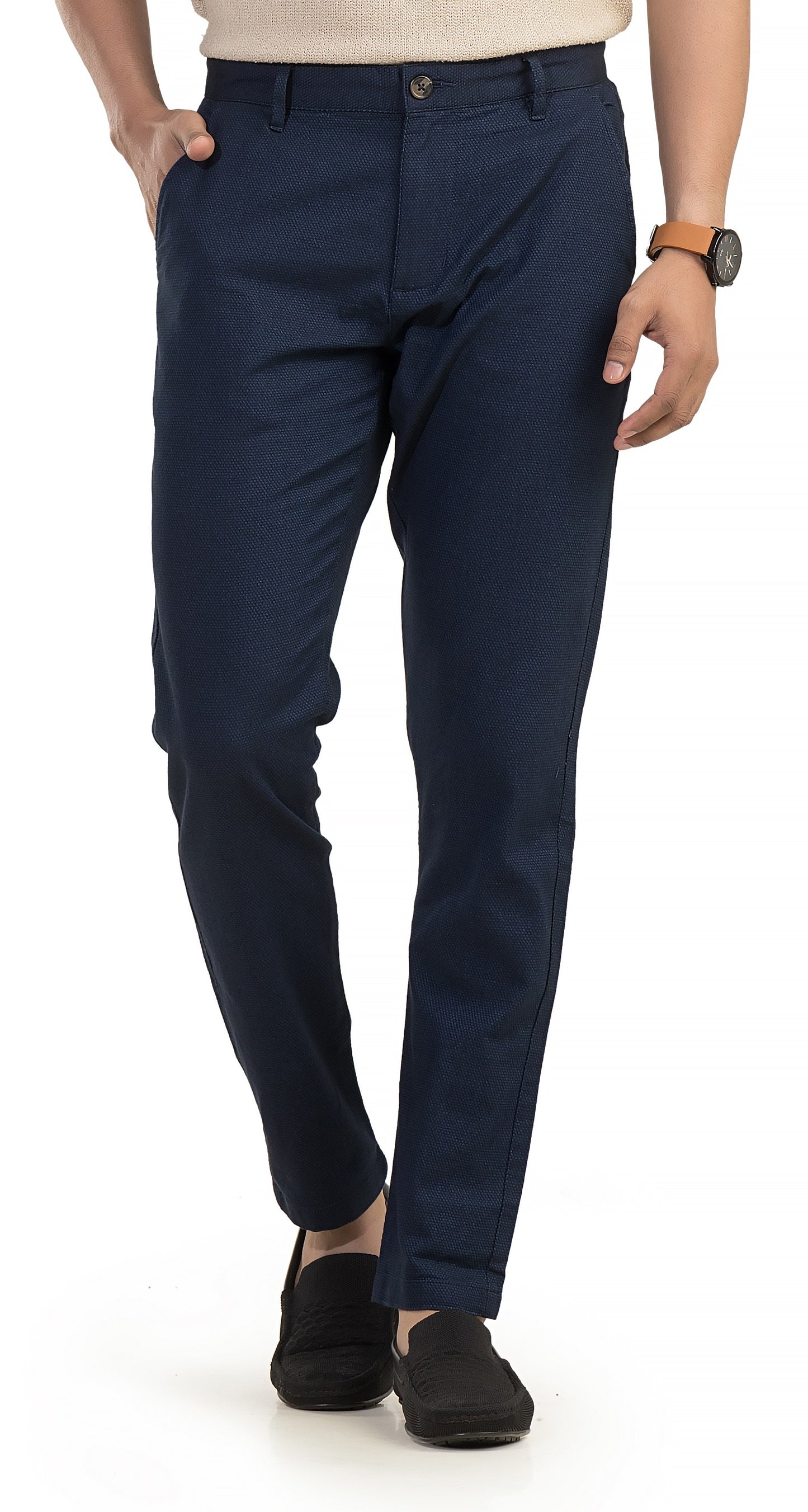 Navy Blue Dobby Chinos