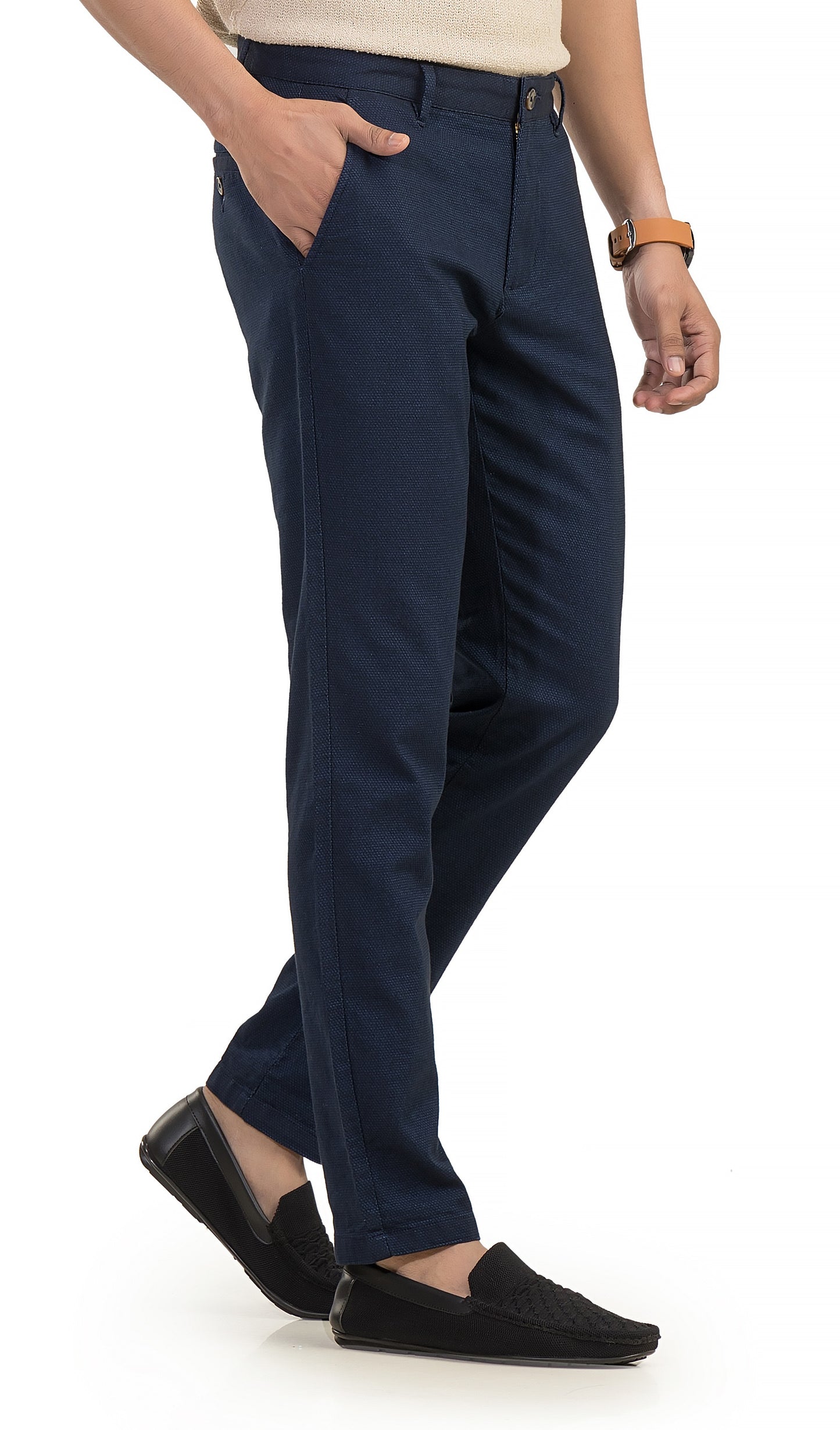 Navy Blue Dobby Chinos