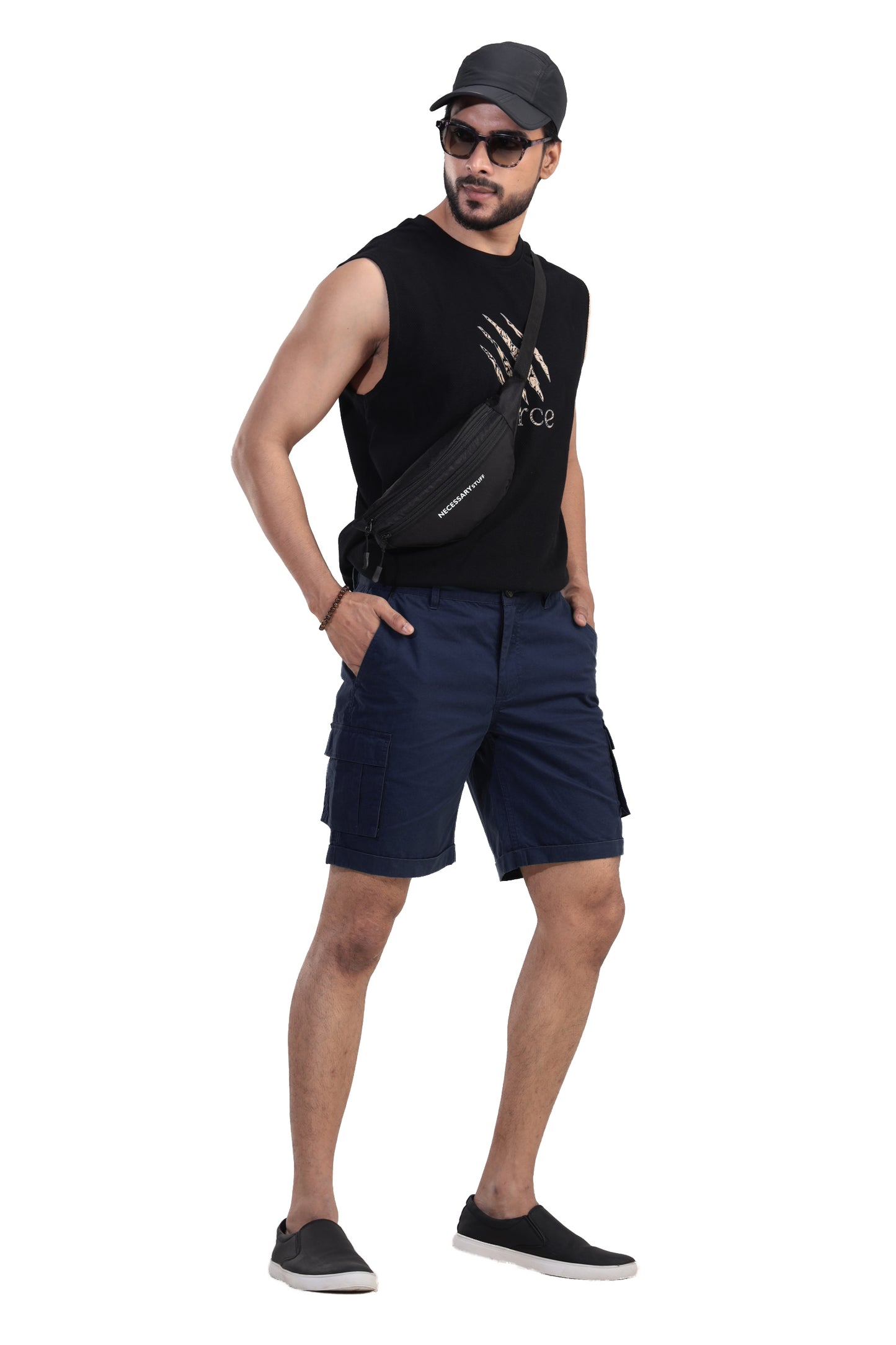 Navy Cotton Shorts