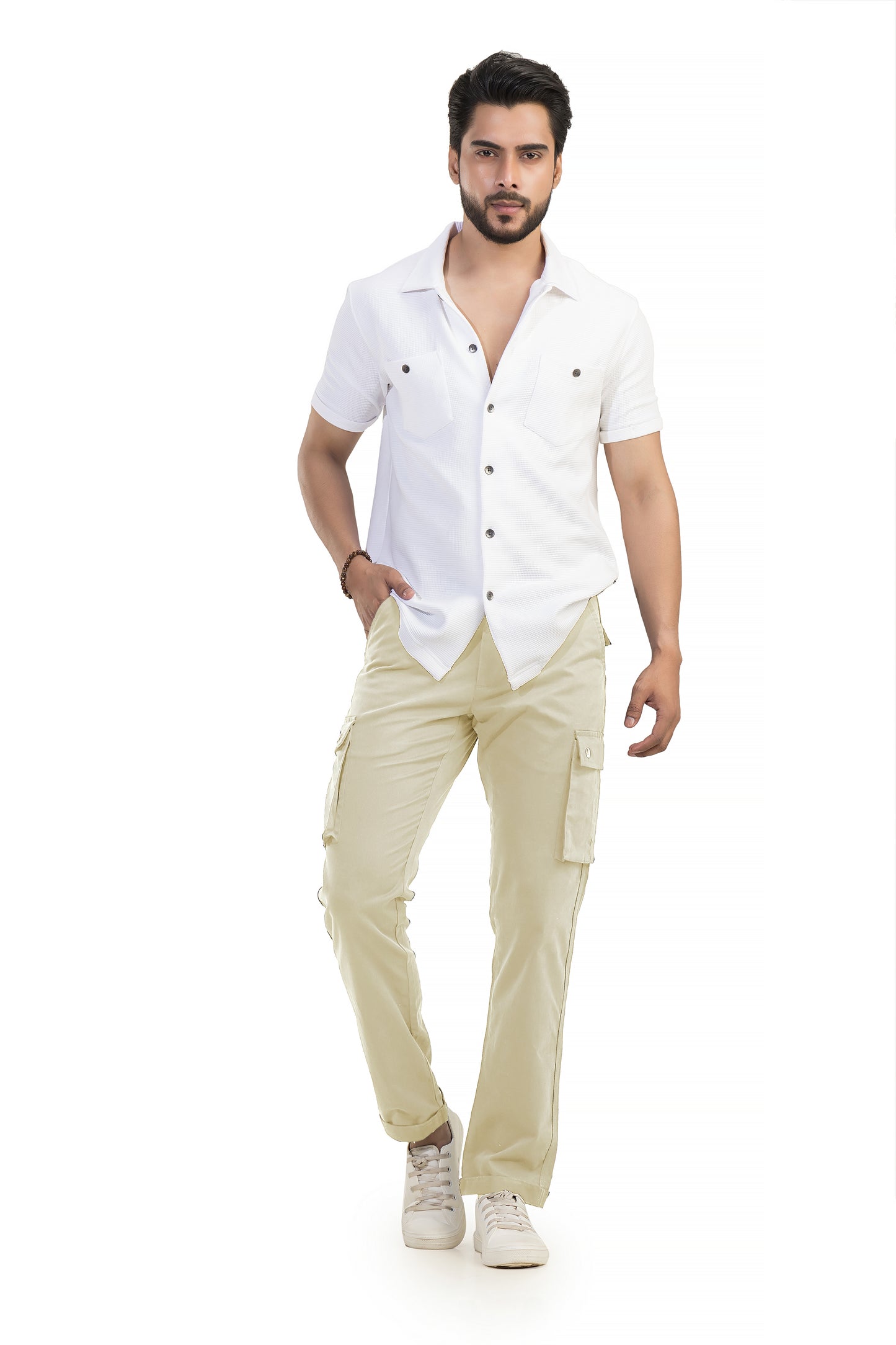 Regular Fit Beige Cargo Trouser