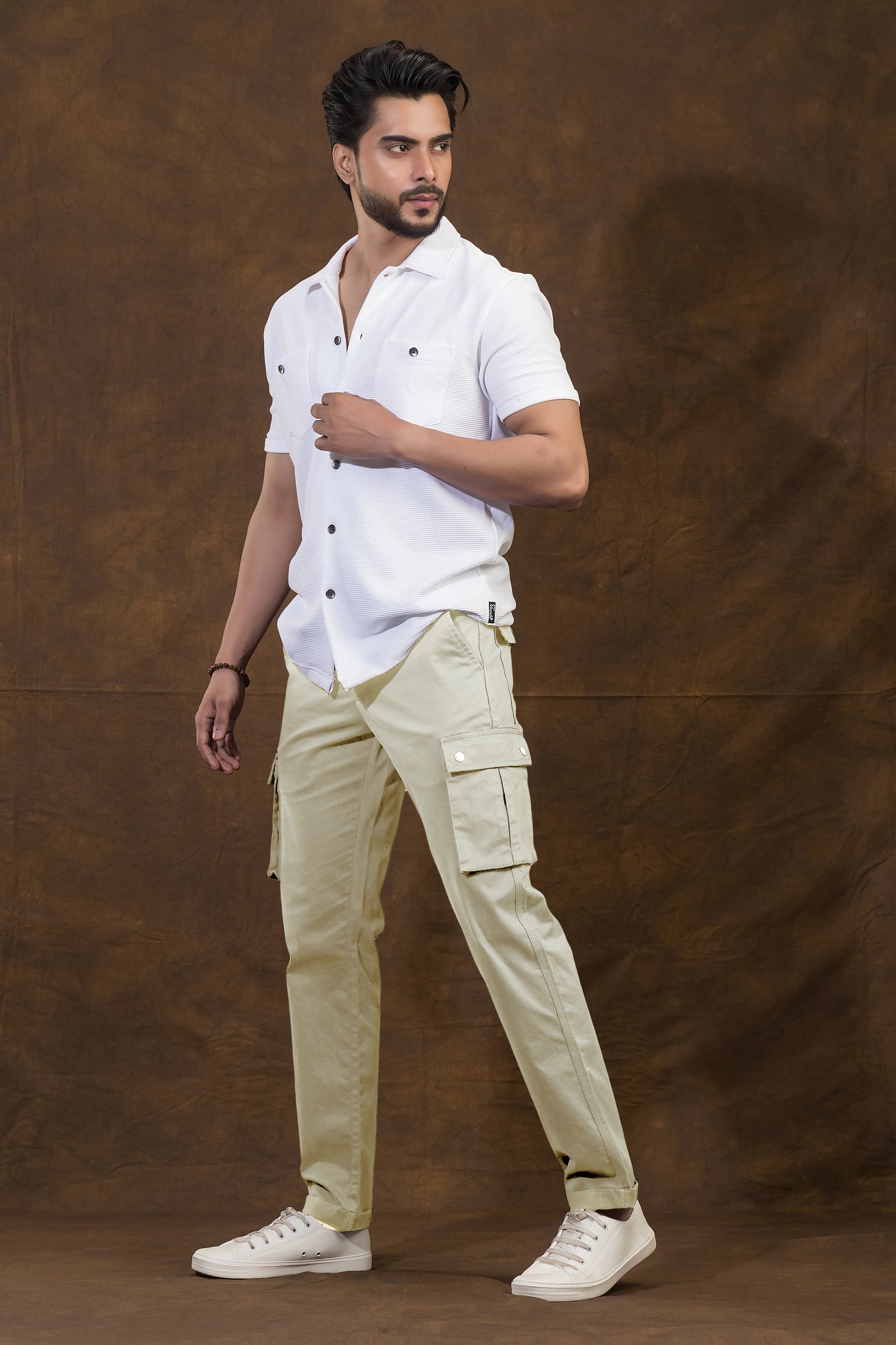 Regular Fit Beige Cargo Trouser