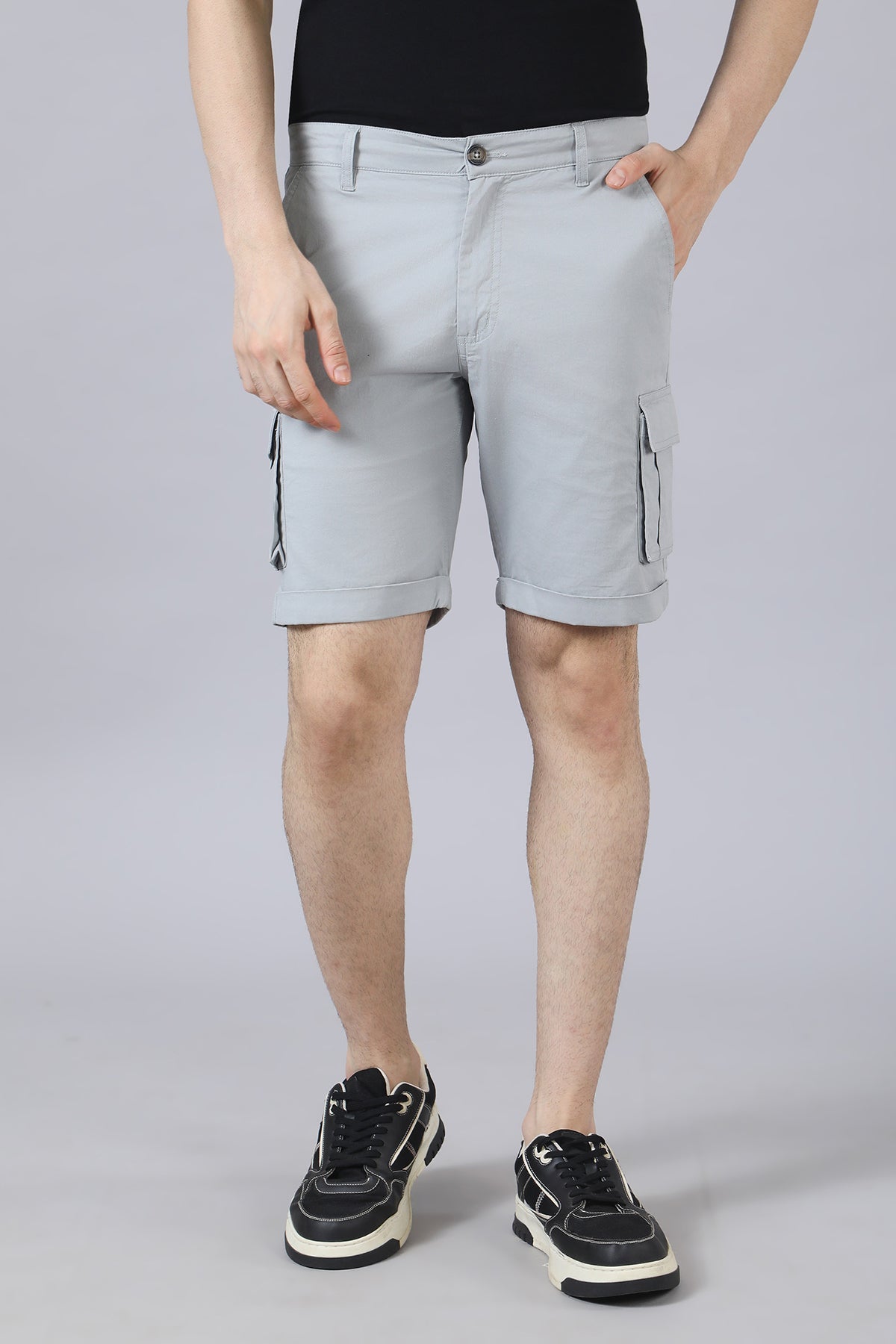Grey Cotton Shorts