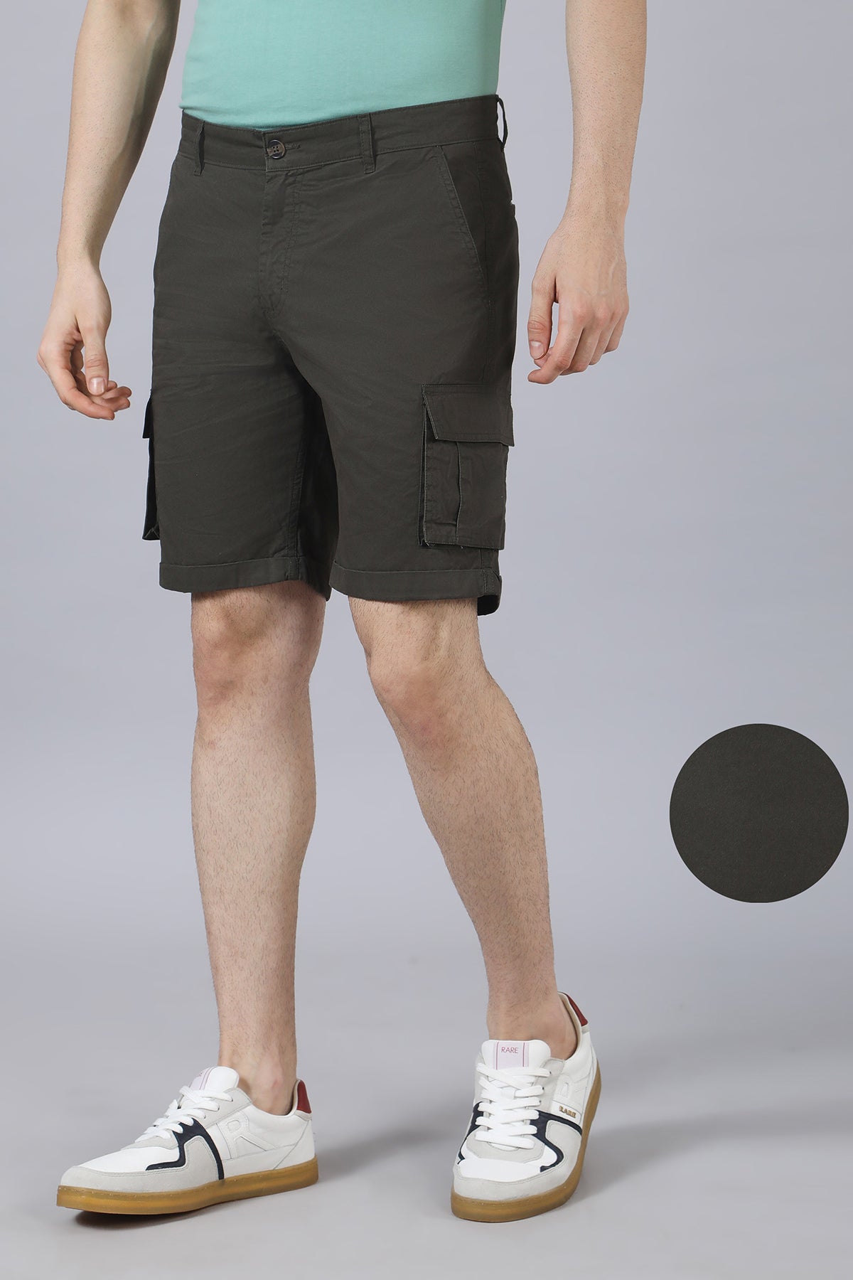 Olive Green Cotton Shorts
