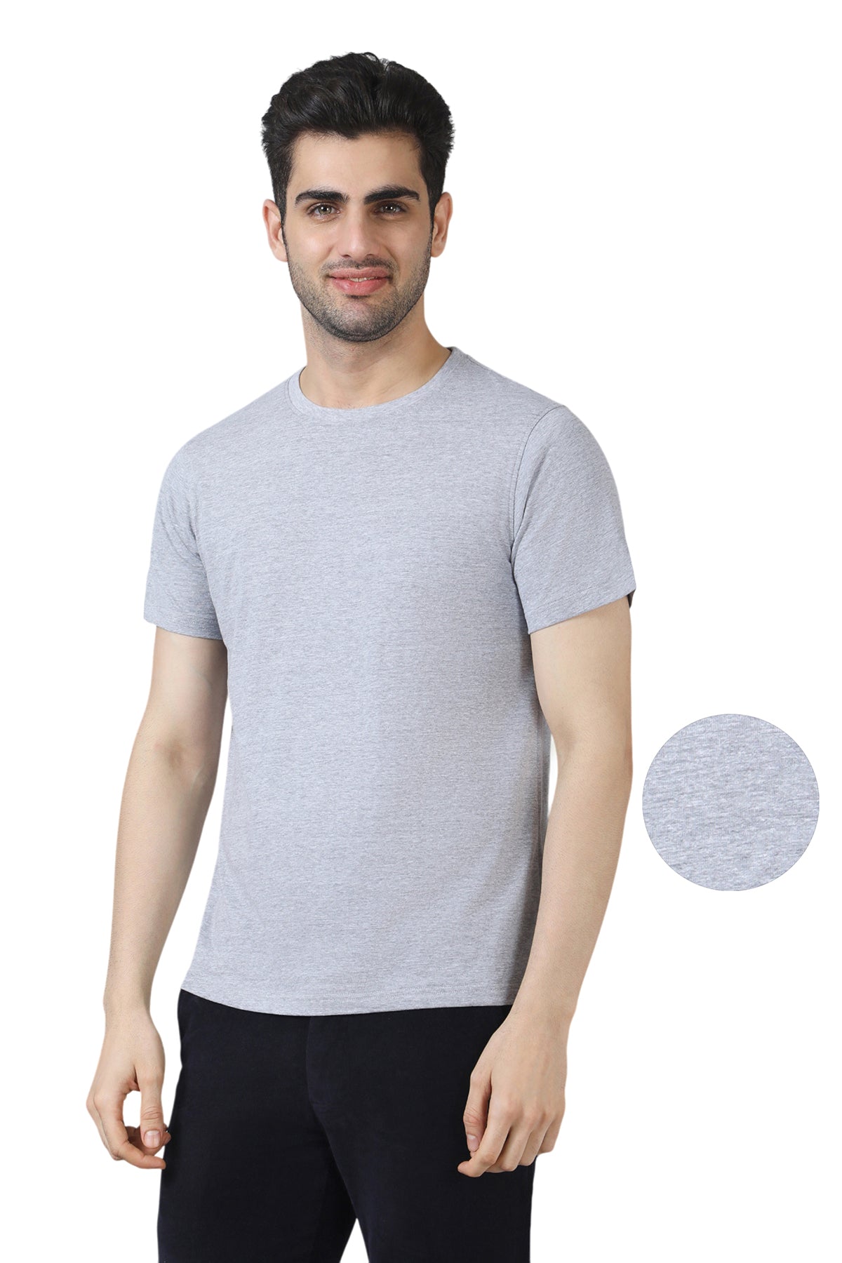 Grey Melange Cotton T-Shirt