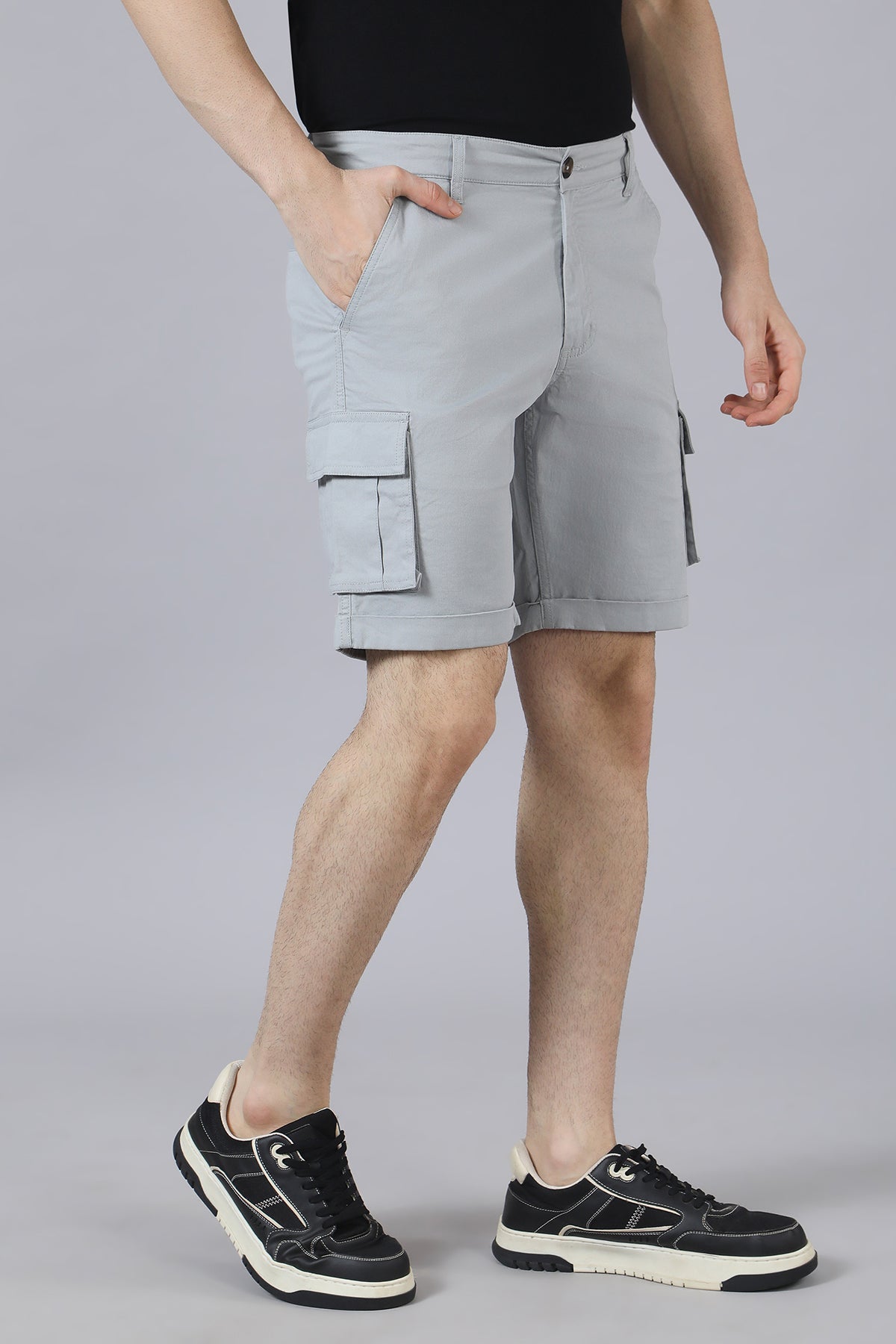 Grey Cotton Shorts