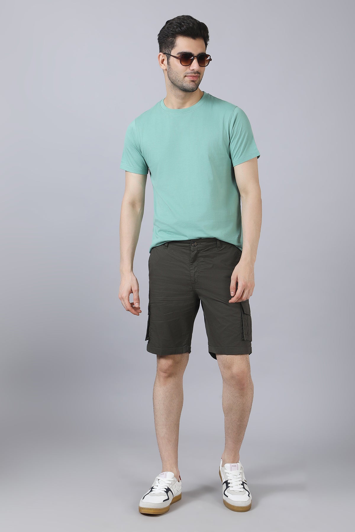 Olive Green Cotton Shorts
