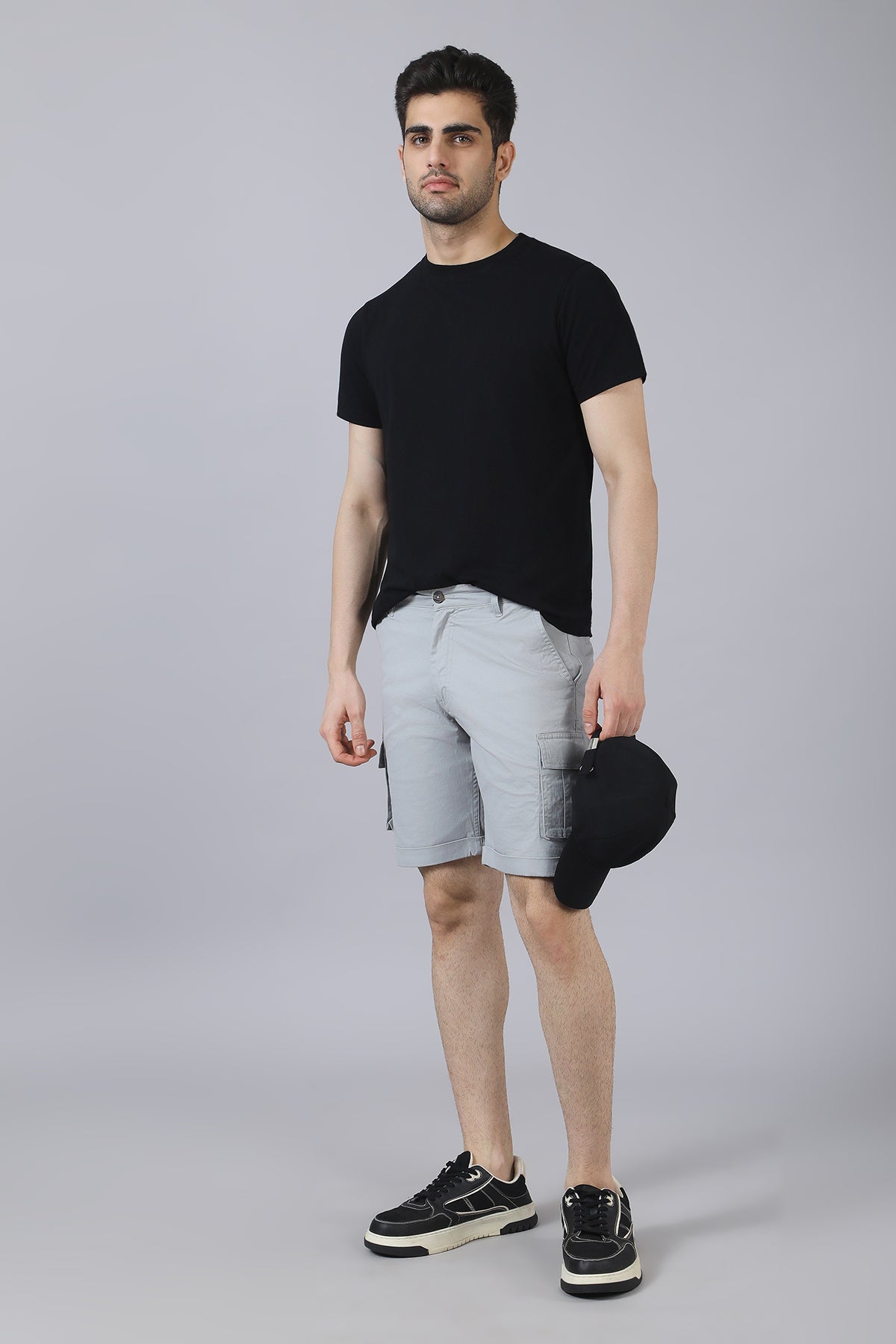 Grey Cotton Shorts