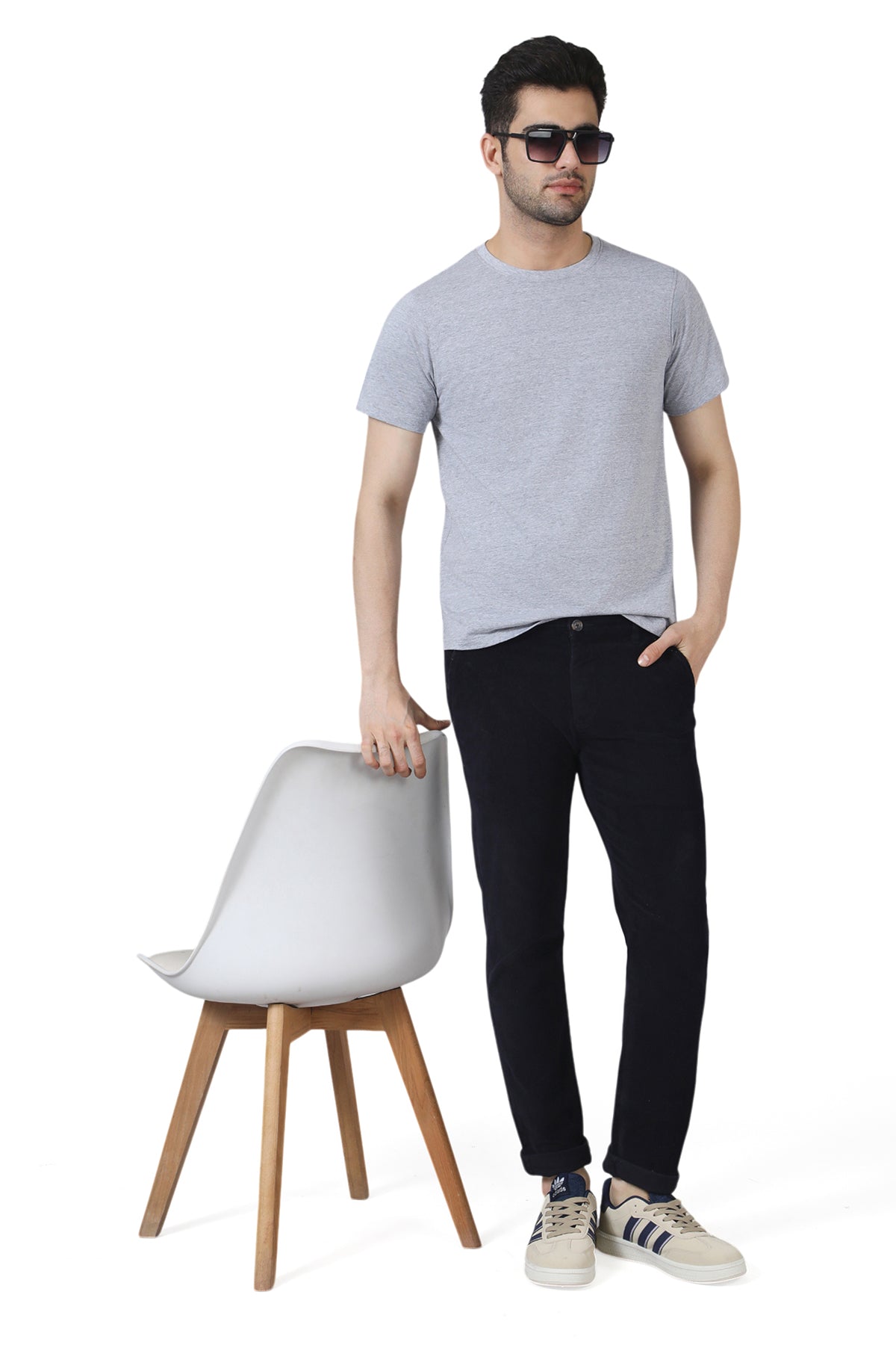 Grey Melange Cotton T-Shirt
