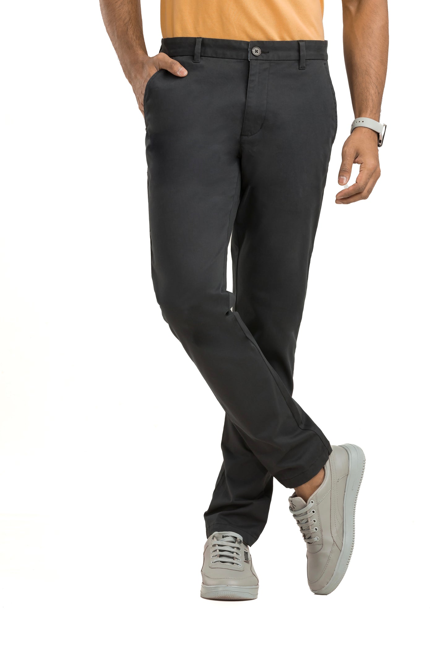 Black Cotton Chinos