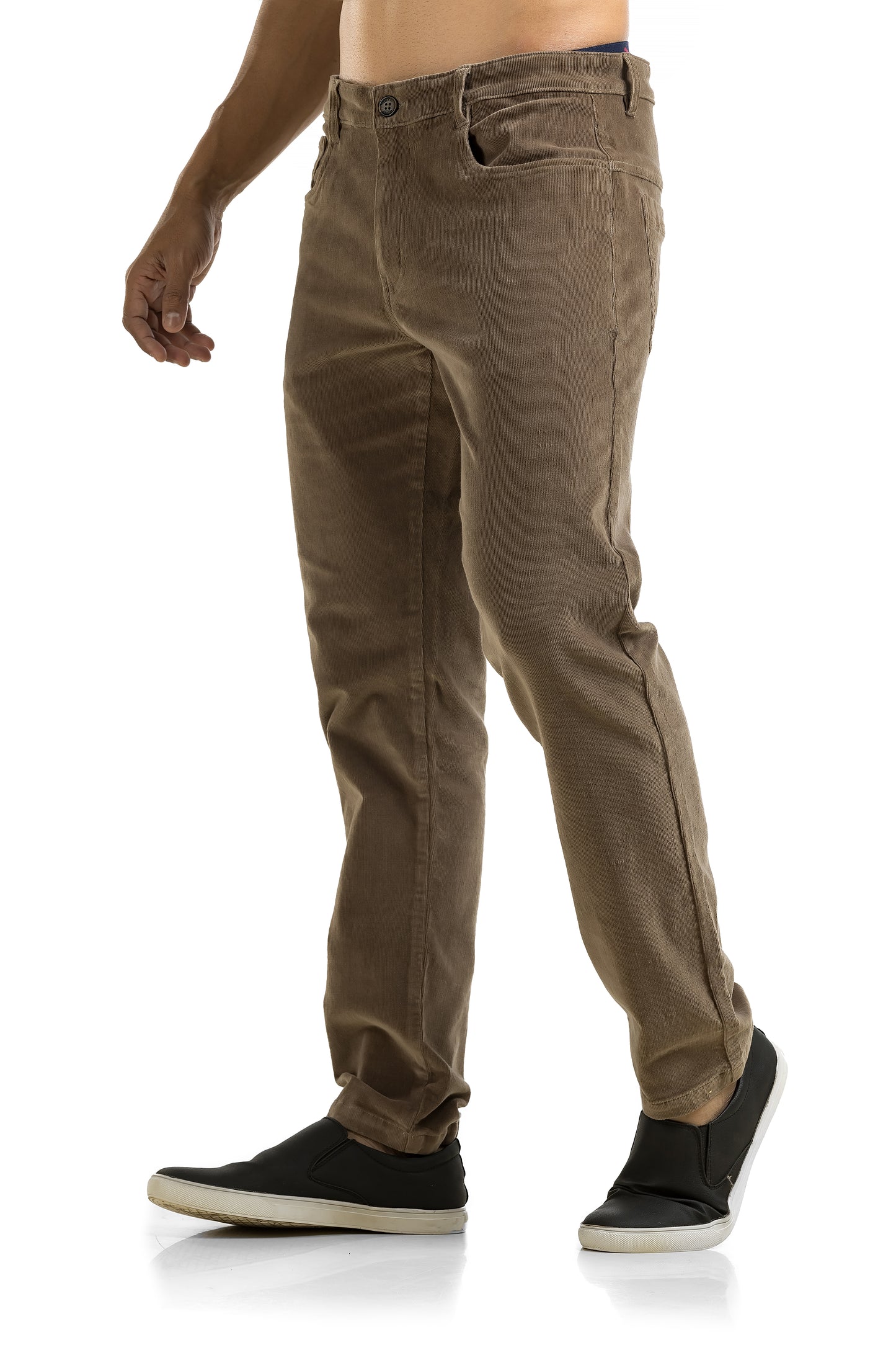Slim Fit Stone Colour Corduroy Jeans Style