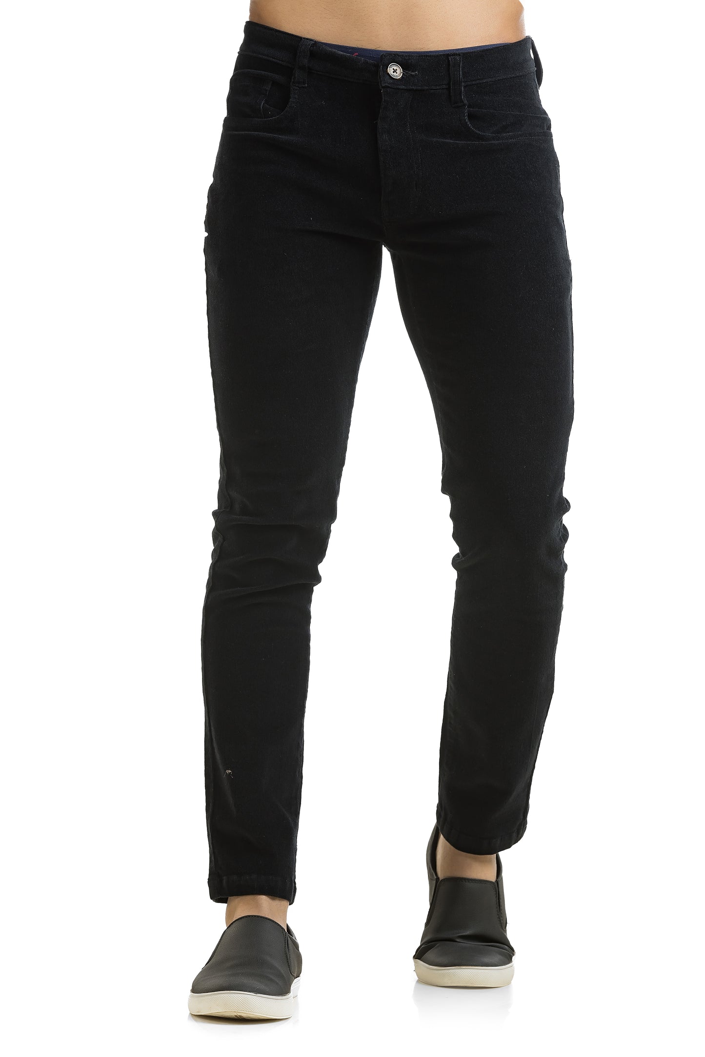 Slim Fit Black Colour Corduroy Jeans Style