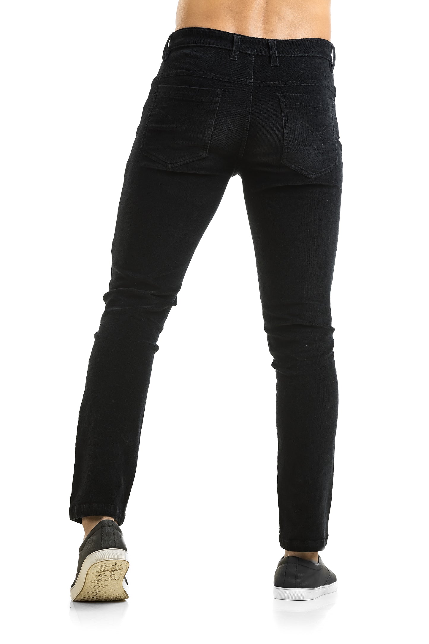 Slim Fit Black Colour Corduroy Jeans Style