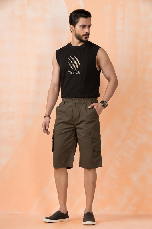 Olive Cargo Long Shorts