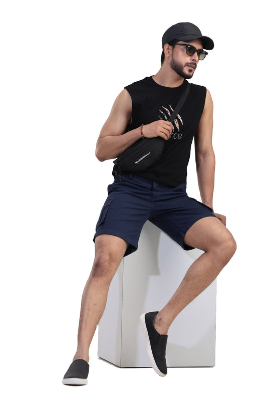 Navy Cotton Shorts