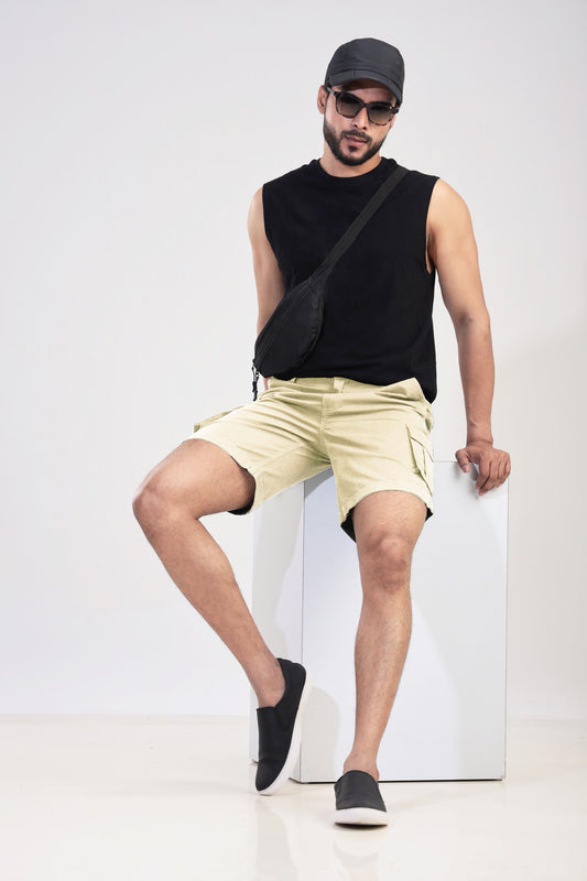 Beige Cotton Shorts