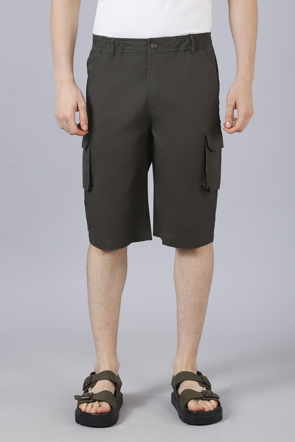 Olive Cargo Long Shorts