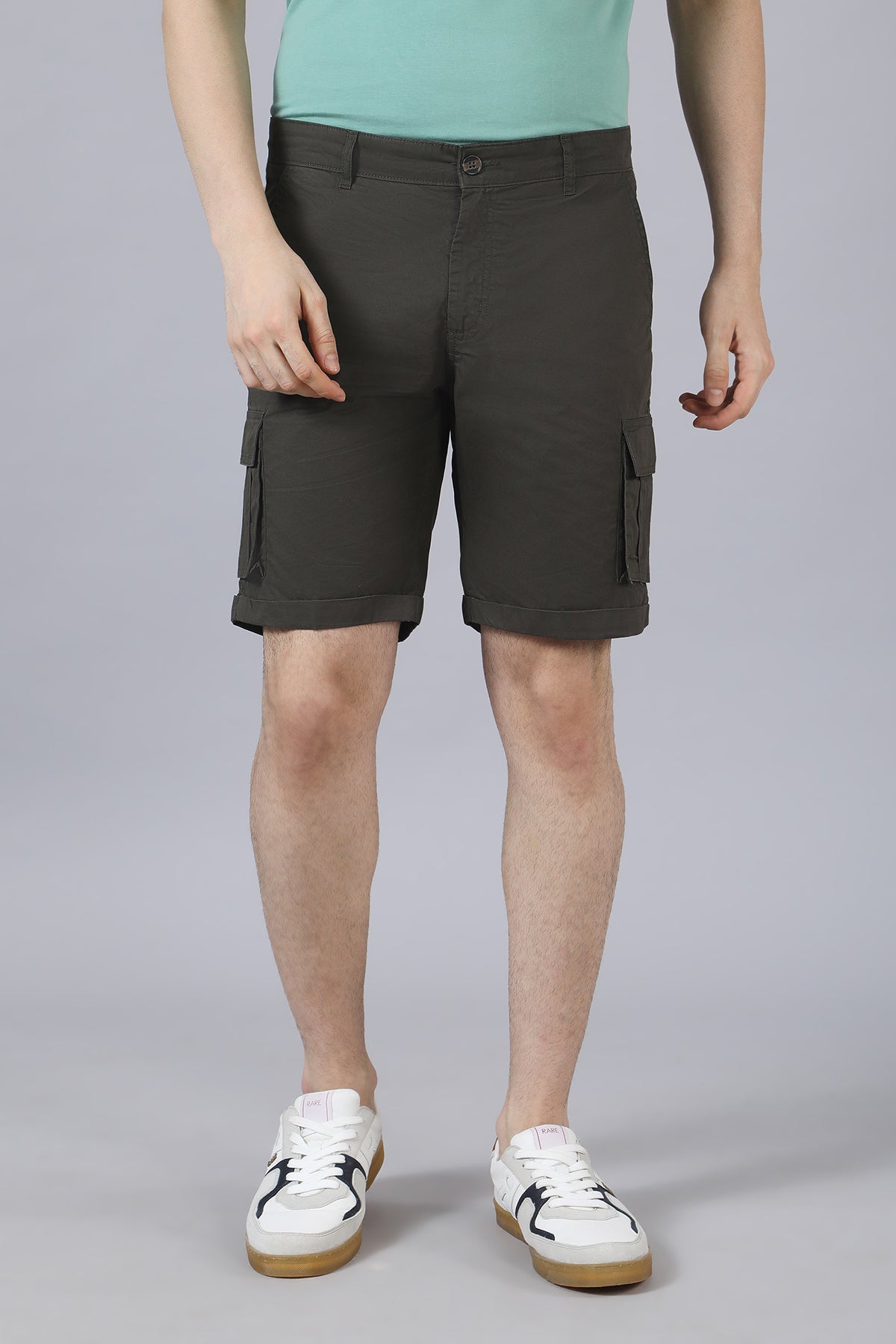 Olive Green Cotton Shorts