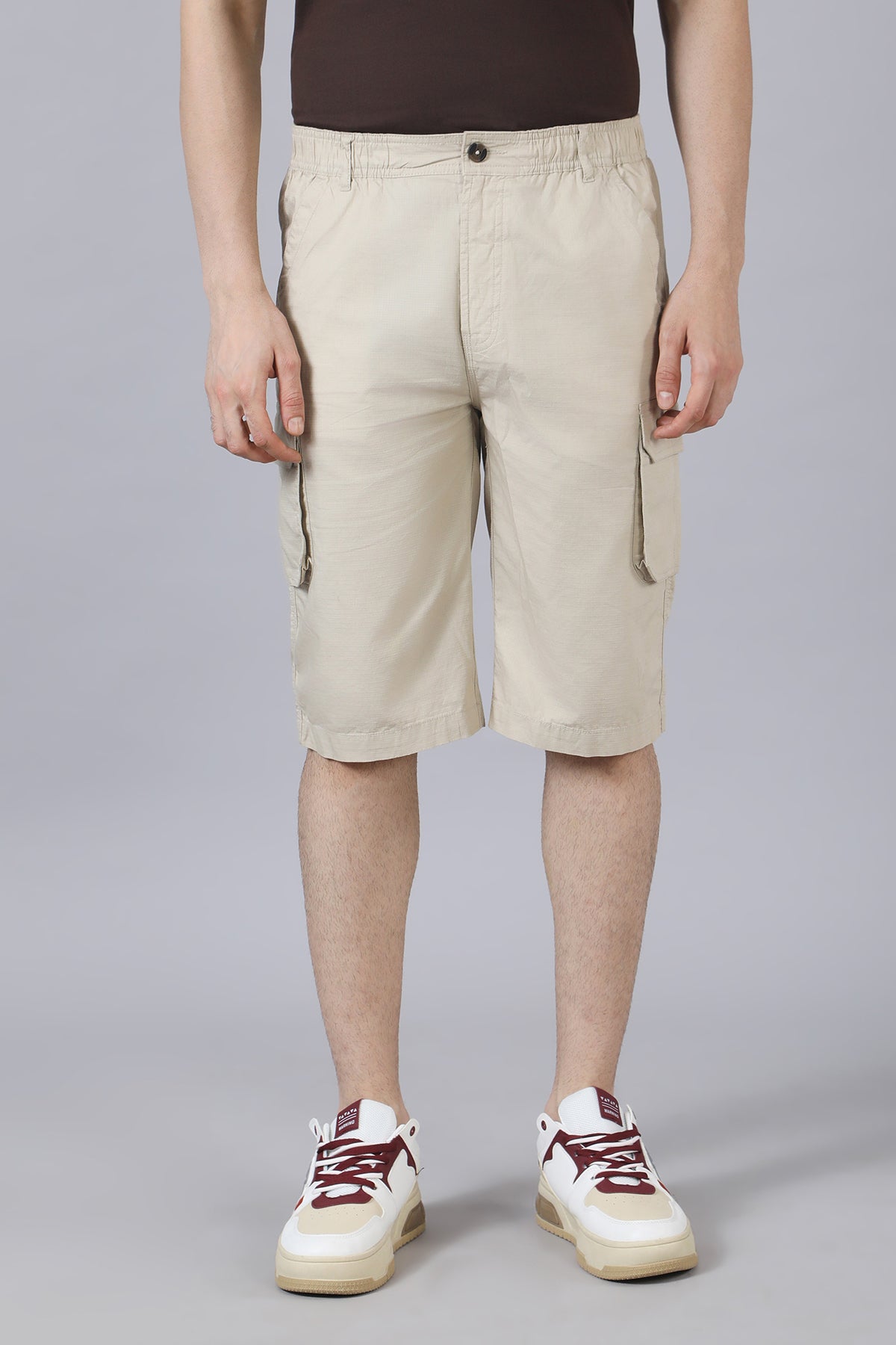 Beige Cargo Long Shorts