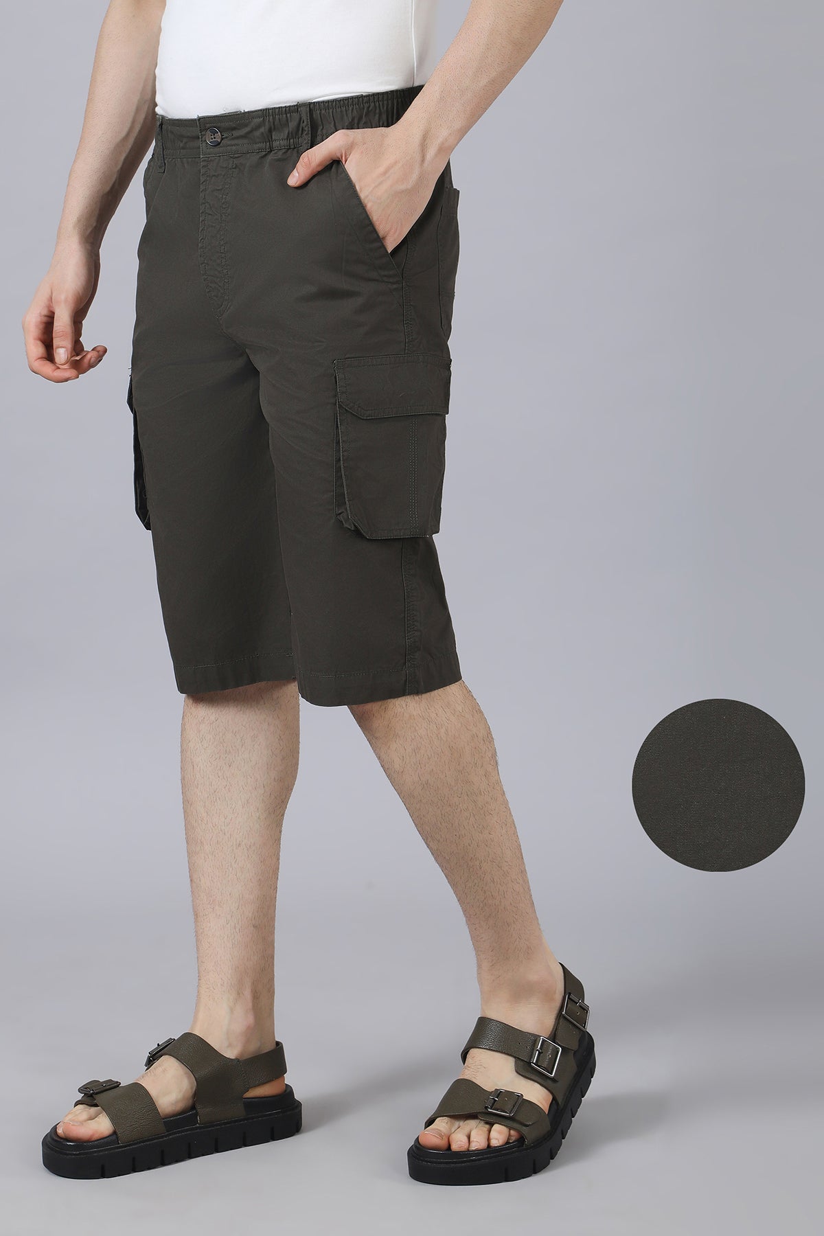 Olive Cargo Long Shorts