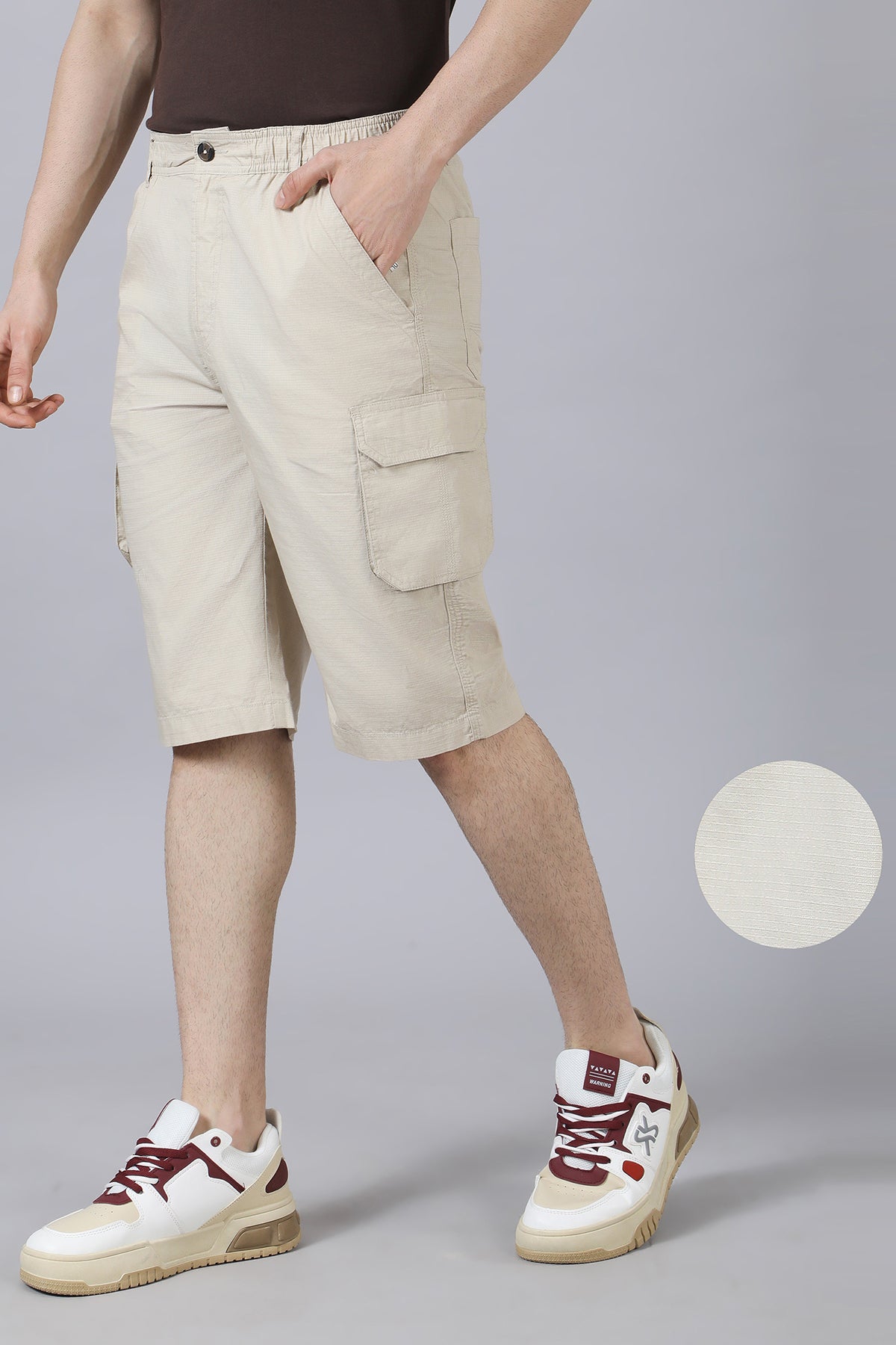 Beige Cargo Long Shorts