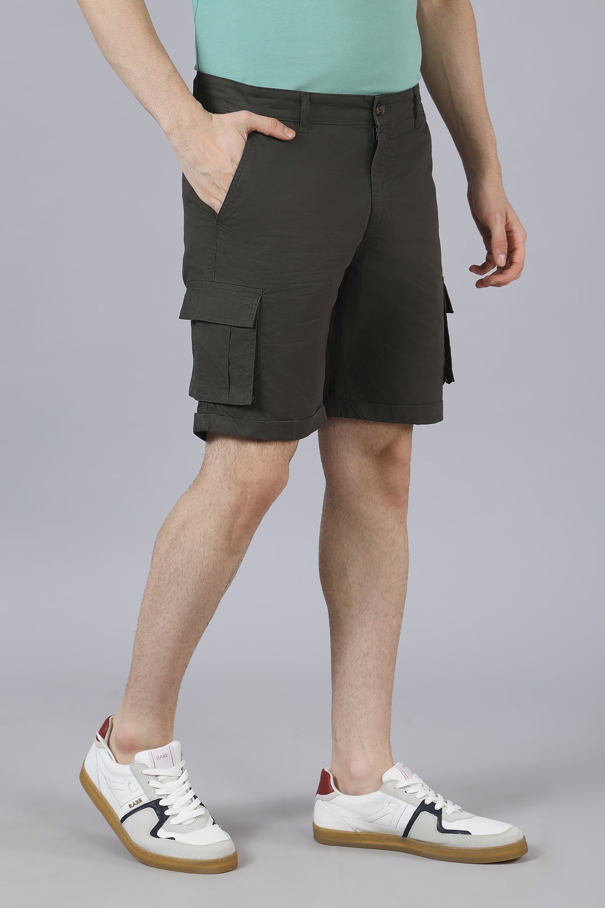 Olive Green Cotton Shorts
