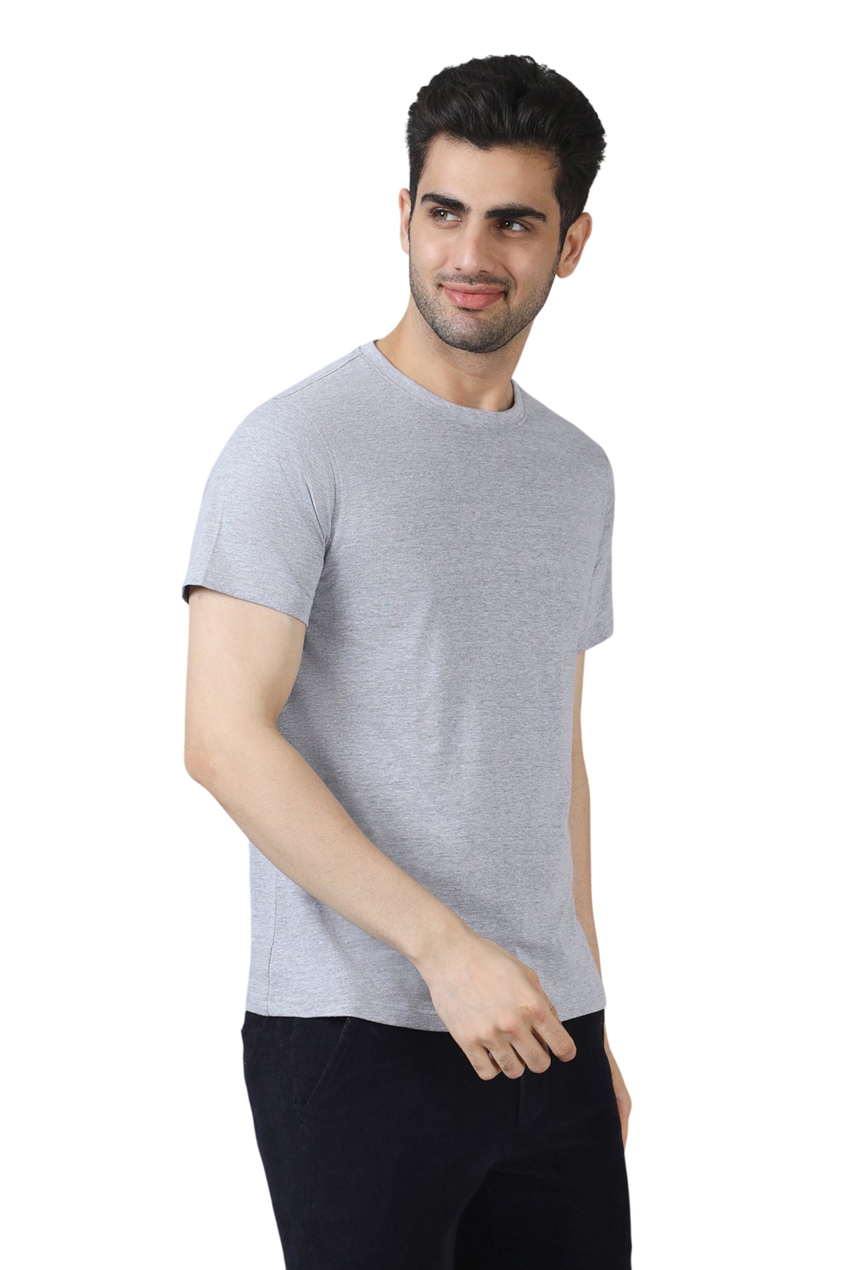 Grey Melange Cotton T-Shirt