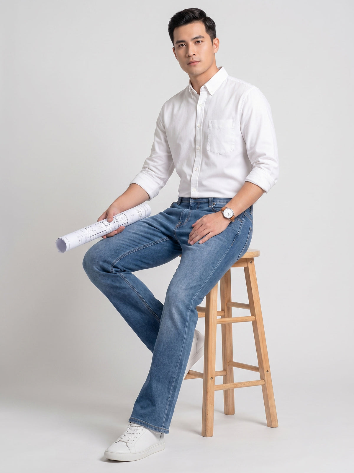 BELANO Men Blue Mid-Rise Bootcut Fit Stretchable Jeans
