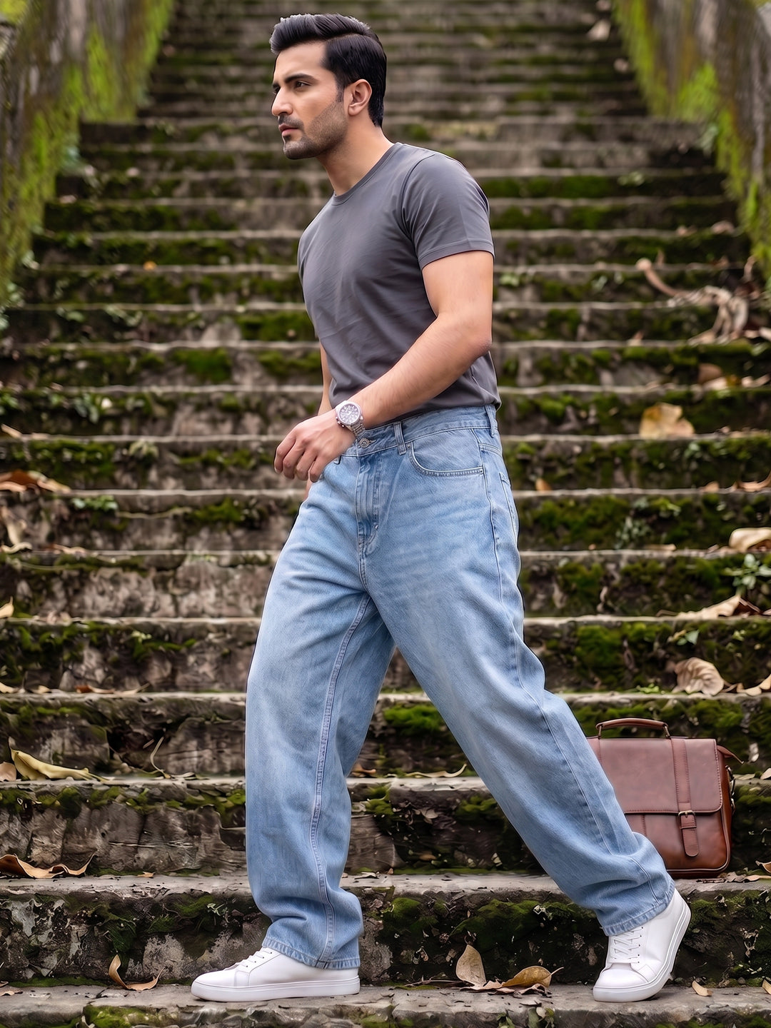 BELANO Men Blue Mid-Rise Baggy Fit Stretchable Jeans