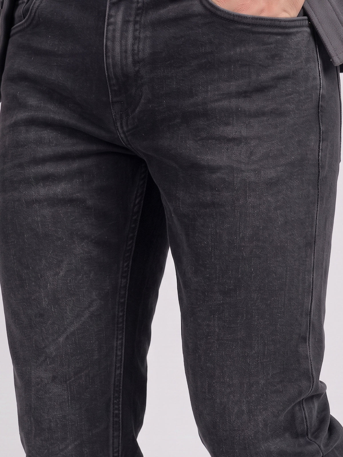 BELANO Men Black Slim Fit Light Fade Mid Rise Clean Look Stretchable Jeans