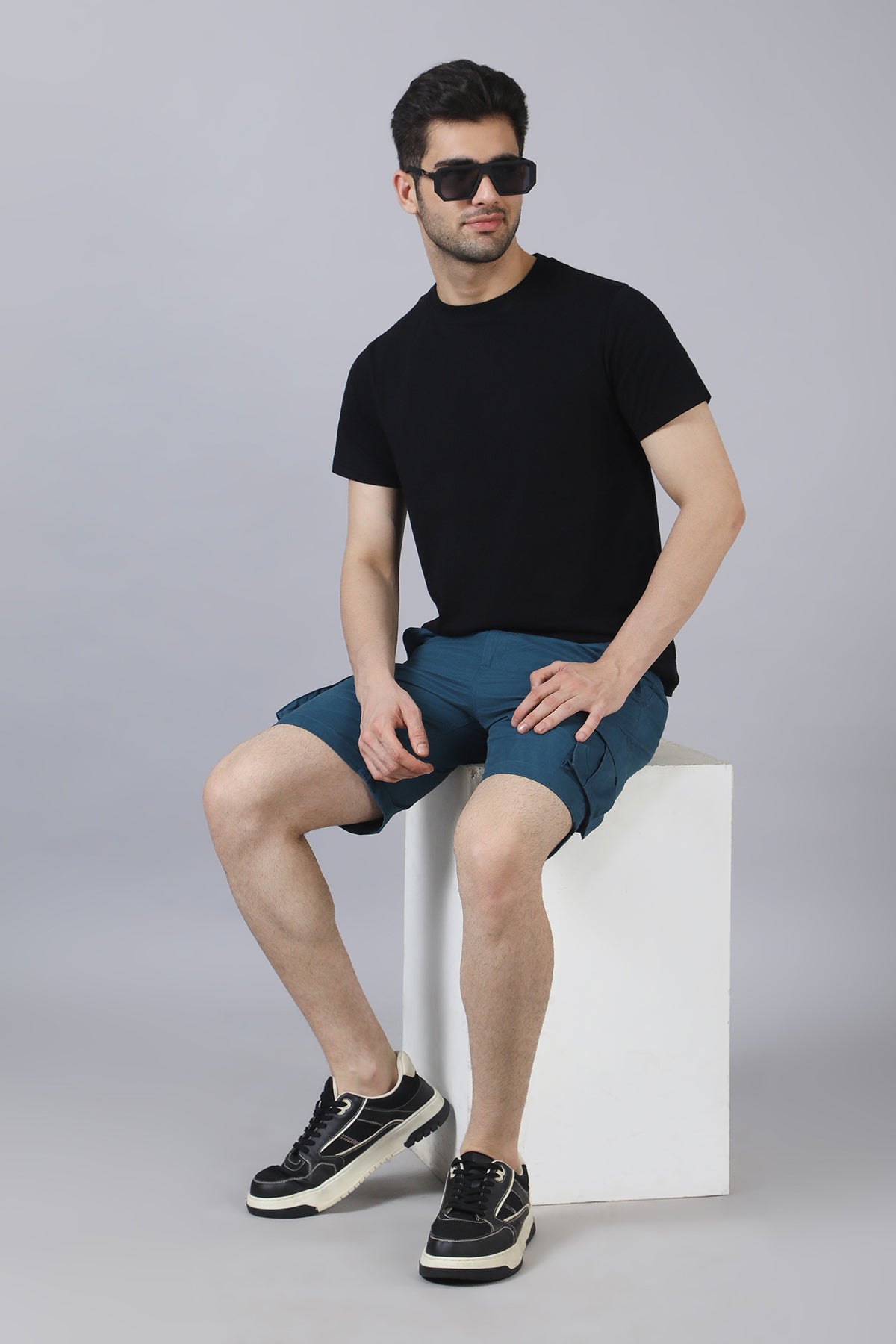 Light Blue Cotton Shorts