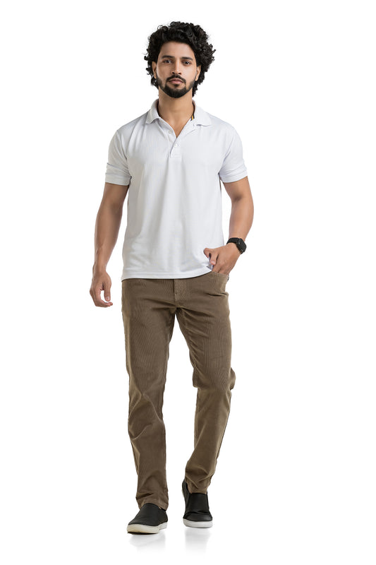 Slim Fit Stone Colour Corduroy Jeans Style