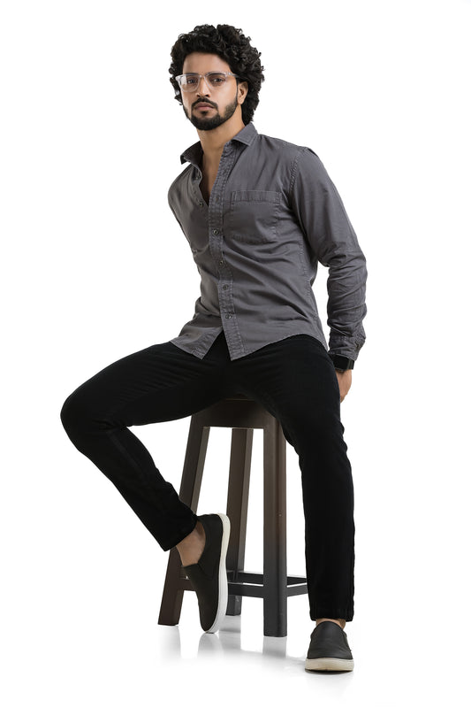 Slim Fit Black Colour Corduroy Jeans Style