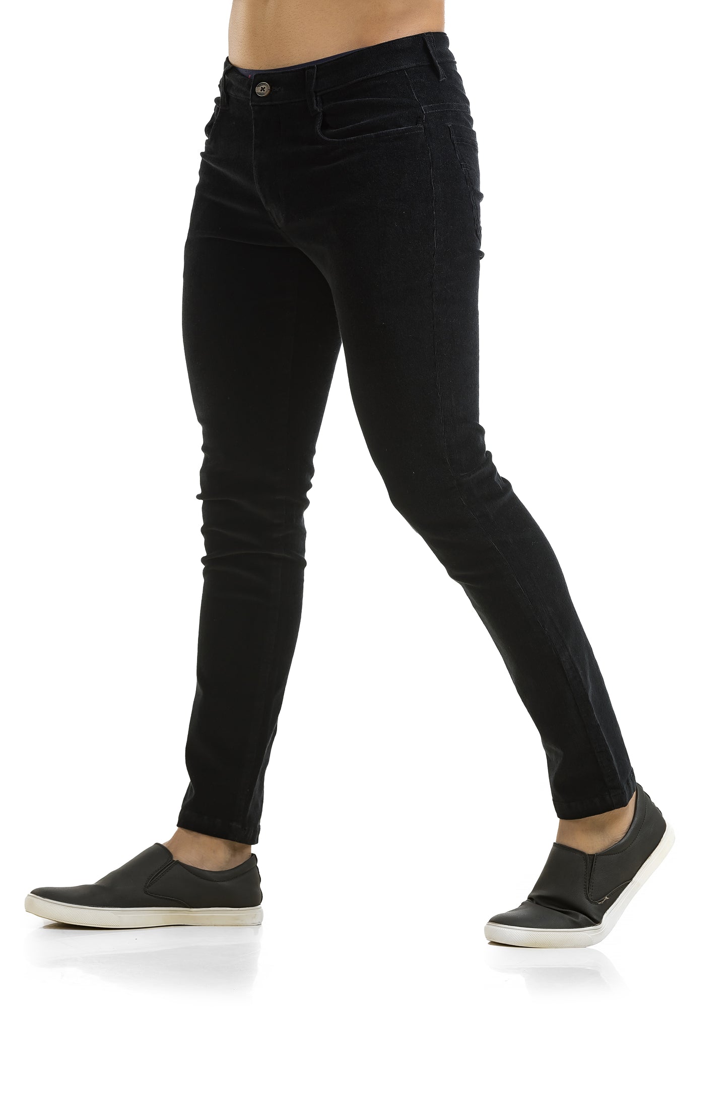 Slim Fit Black Colour Corduroy Jeans Style