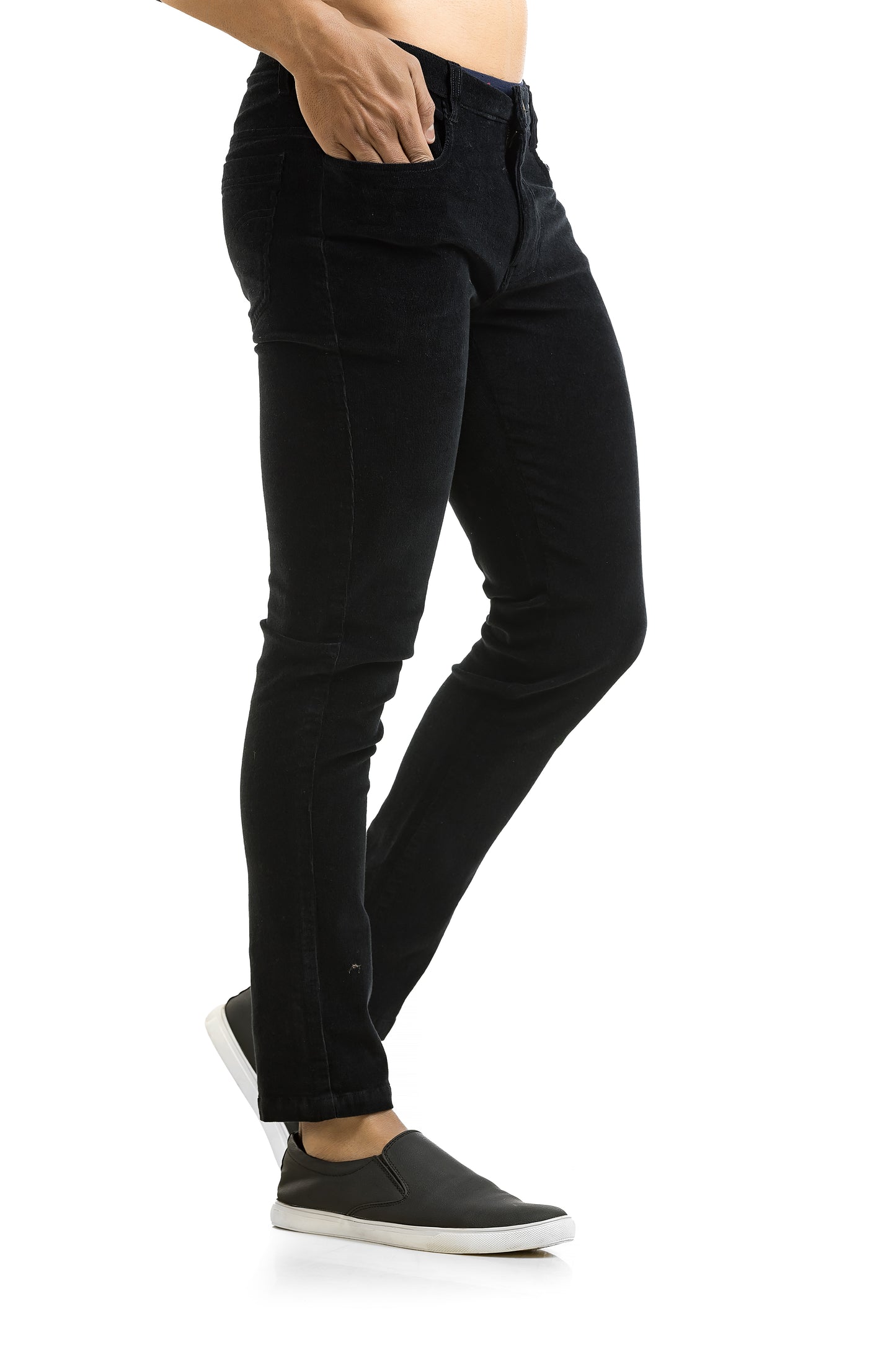 Slim Fit Black Colour Corduroy Jeans Style